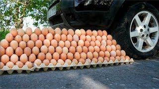 Car vs 400 Eggs  Crushing Crunchy amp Soft Things by Car  How to SMASH 400 EGGS by Car  EXPERIMENT [upl. by Eenyaj261]