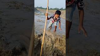 Telescopic fishing rod fishing littleboy catching reels river [upl. by Knowland]