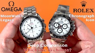 Best chronograph white dial  Omega Speedmaster vs Rolex Daytona Deep Comparison speedmaster watch [upl. by Aneela424]