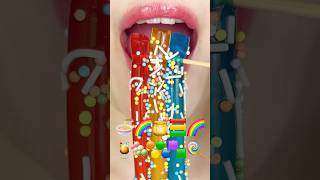 ASMR EMOJI FOOD 🍜🌈🍯🟨🟩🌈🍹🍡🟠🔵🟪🟩🍭 이모지 먹방 sped up [upl. by Eniak398]