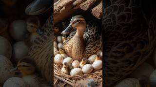 Amazing a Duck Try Hatching Many Eggs in Wood Cave Nest  Duck Hatching shortvideo [upl. by Terr]