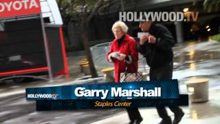 Ashton Kutcher Gerard Butler Dyan Cannon Garry Marshall at LA Lakers game [upl. by Ernestine]