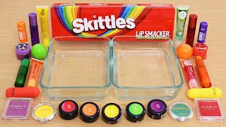 Skittles Rainbow  Mixing Makeup Eyeshadow Into Slime ASMR [upl. by Sidoma910]