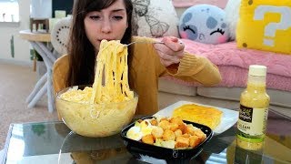 SHRIMP FETTUCCINE ALFREDO MUKBANG MESSY EATING [upl. by Grunberg]