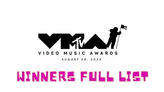 MTV VMA 2022 WINNERS FULL LIST [upl. by Haletta]