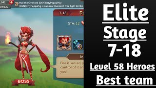 Lords mobile Elite Stage 718 With level 58 heroes F2p best team [upl. by Collete497]