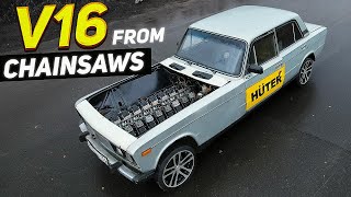 Chainsaw V16 swapped Lada  first drive [upl. by Atsirtal]