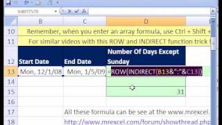 Excel Magic Trick 189 Count Days Not Sunday [upl. by Aicileb108]