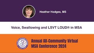 Voice Swallowing and LSVT LOUD® in MSA English  Heather Hodges MS CCCSLP [upl. by Enilesoj]