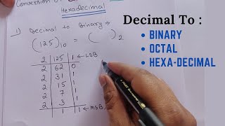 Decimal to Binary Octal Hexadecimal conversion in Hindi  Digital electronics tutorials [upl. by Nels]