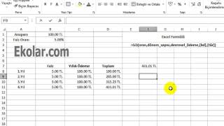 Excel Finans Anüite Hesaplama  Dönem Sonu Anüitelerin Gelecek Değeri  Annuities [upl. by Oliy]