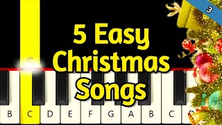 5 Very Easy Christmas Songs  Easy and Slow Piano tutorial  Beginner [upl. by Uolymme]