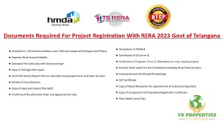 Document Required For Project Registration of RERA 2023 Govt Of Telangana hyderabad Open Plots [upl. by Leora]