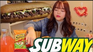 SUBWAY Steak amp Cheese Footlong Mukbang 먹방  Kpop Rant Wondergirls  School Life [upl. by Laband864]