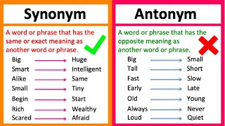 SYNONYM vs ANTONYM 🤔  Whats the difference  Learn with examples [upl. by Leahcam]