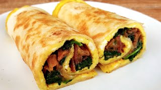 Easy Breakfast Wrap with Spinach Bacon Egg amp Cheese  Tortilla Egg Wraps [upl. by Larret]