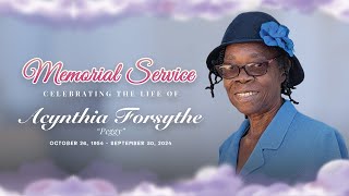 Memorial Service Celebrating the Life of Acynthia Peggy Forsythe  Sabbath November 2 2024  4 PM [upl. by Otrevlig760]