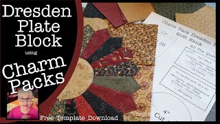 Dresden Plate Quilt Block using CHARM PACKS  Free Template in Description Box [upl. by Odlanyar]