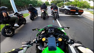 Tuned ZX4RR chasing 1000cc bikes [upl. by Noivaz]