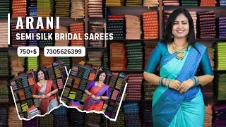 Arani semi silk bridal sarees  750  Booking 7305626399  wwwdsrsareescom [upl. by Meridel43]