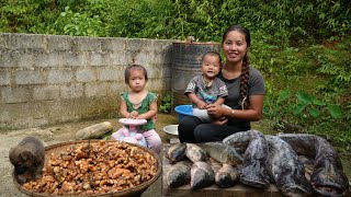 How to harvest turmeric and giant fish  bring it to the market to sell with your children [upl. by Htide]