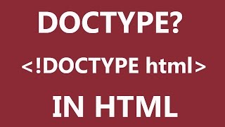 What Is DOCTYPE In HTML [upl. by Guarino336]