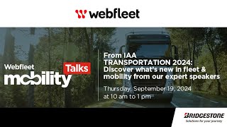 Webfleet Mobility Talks at IAA TRANSPORTATION 2024 [upl. by Sell]