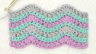 Simple Wave Stitch Crochet Tutorial [upl. by Antebi]