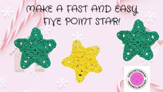 Crochet a Quick 5Point Star  Christmas Decoration Tutorial [upl. by Nowed858]