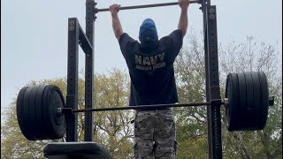 Randall Morris THE ULTIMATE SUPERSET… 25 pull ups then 500 lbs Bench Press with pause in 77 seconds [upl. by Allanson]