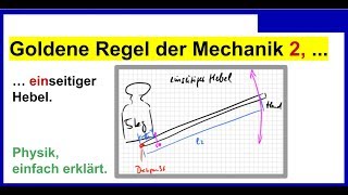 Hebelgesetz einseitiger Hebel Goldene Regel der Mechanik 2 Physik [upl. by Eissoj]