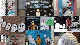 Preschool Winter Decoration ideasClassroom Door decoration and hanging DecorationWinter Carnival [upl. by Saundra]