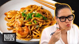 15minute Garlic Shrimp Udon Noodles  Marions Kitchen [upl. by Dalury]