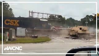 Train hits tank truck in Goose Creek South Carolina [upl. by Arnuad]