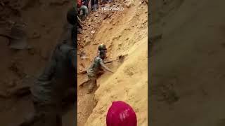 Trapped Congolese miners escape collapsed gold mine [upl. by Regnij]