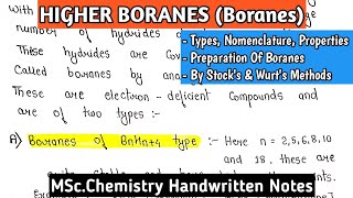 Higher Boranes  Types Nomenclature amp Properties Of Boranes  Methods Of Preparation mscnotes [upl. by Laks]