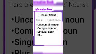 Types of Nouns english grammar learnenglish [upl. by Ikkim898]