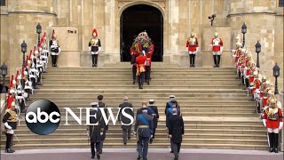 Queen Elizabeth IIs procession arrives at St Georges Chapel  ABC News [upl. by Atis88]