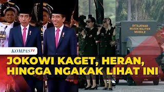 Ekspresi Jokowi Kaget Hingga Ngakak Lihat Mobil Musik Militer di Tengah Parade Alutsista TNI [upl. by Ethbinium]