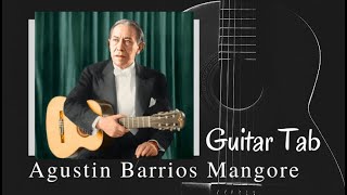 Guitar TAB  Agustin Barrios Mangore  Minueto In B 18851944 Tutorial Sheet Lesson iMn [upl. by Assilav]