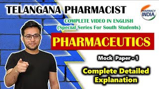 Pharmaceutics  Mock Paper  1  English Video Solution Telangana Pharmacist telengana [upl. by Kala]