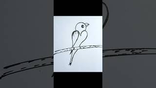 Simple bird drawing Easy bird drawing drawing blackpendrawing art shorts [upl. by Nalda]