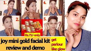 Step by step Gold facial at home only Rs 75😱joy gold facial kit review amp demo [upl. by Pietrek]