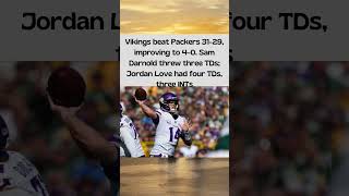 Vikings Improve to 4 0 Edge Packers 31 29 in Thrilling Matchup s foryou vikings shorts [upl. by Everest251]