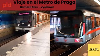 Viaje en el Metro de Praga desde Náměstí Míru hasta Vyšehrad [upl. by Carmena]