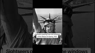 Sightseers peering from the windows of the Statue of Liberty 1951 history [upl. by Ocsecnarf]