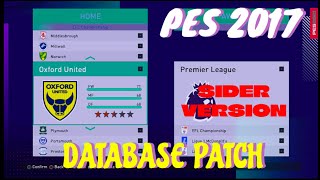 PES 2017 DATABASE PATCH HOW TO INSTALL SIDER VERSION [upl. by Danell]