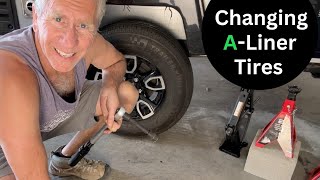 Changing the Tires on an ALiner Pop Up Camper [upl. by Olivier]