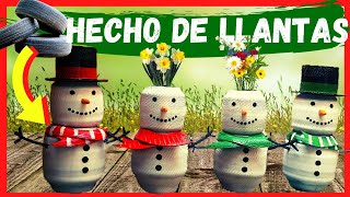 ⛄como HACER muñecos de NIEVE navideños paso a paso CON LLANTAS DE CARRO 🎄DIY  RECICLAR LLANTAS [upl. by Hepsoj]