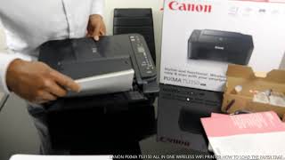 CANON PIXMA TS3150 ALL IN ONE WIRELESS WIFI PRINTER HOW TO LOAD THE PAPER TRAY [upl. by Tonry]